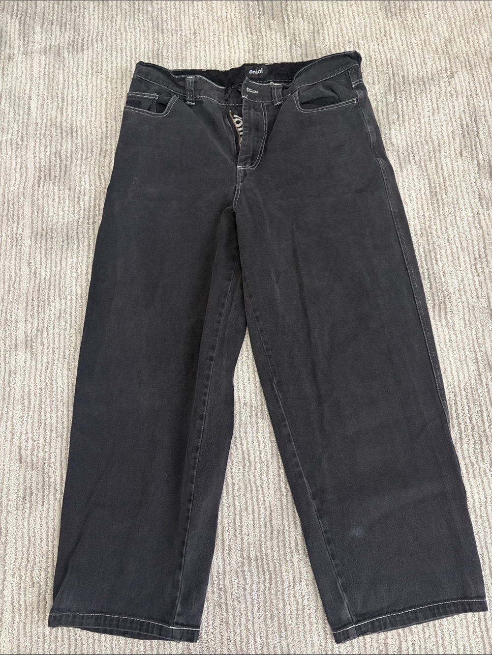 enjoi Straight Leg Jeans in Washed Black